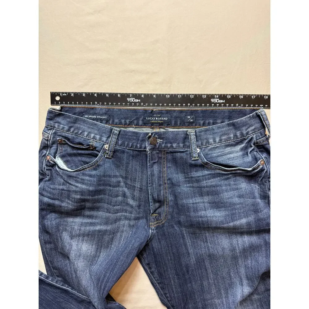 Mens Lucky Brand 361 Vintage‎ Straight Jeans 36x30 Blue Denim Casual